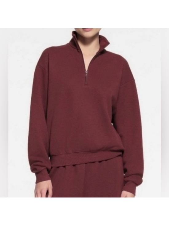 SKIMS Tops - SKIMS Half-Zip Pullover Fleece In Oxford Blood Burgundy Red Size Small EUC